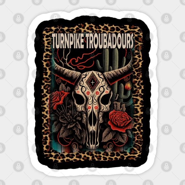 Turnpike Troubadours Bull-Skull Country Music Lyrics Flowers Sticker by Beetle Golf